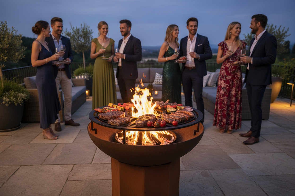 OFYR Grill Round 75 — Brasero corten, ambiance luxe